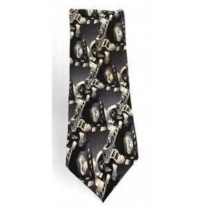 Vtg 00s Jerry Garcia 100% Silk Neck Tie Stonehenge Black Gray Art Abstract Gift